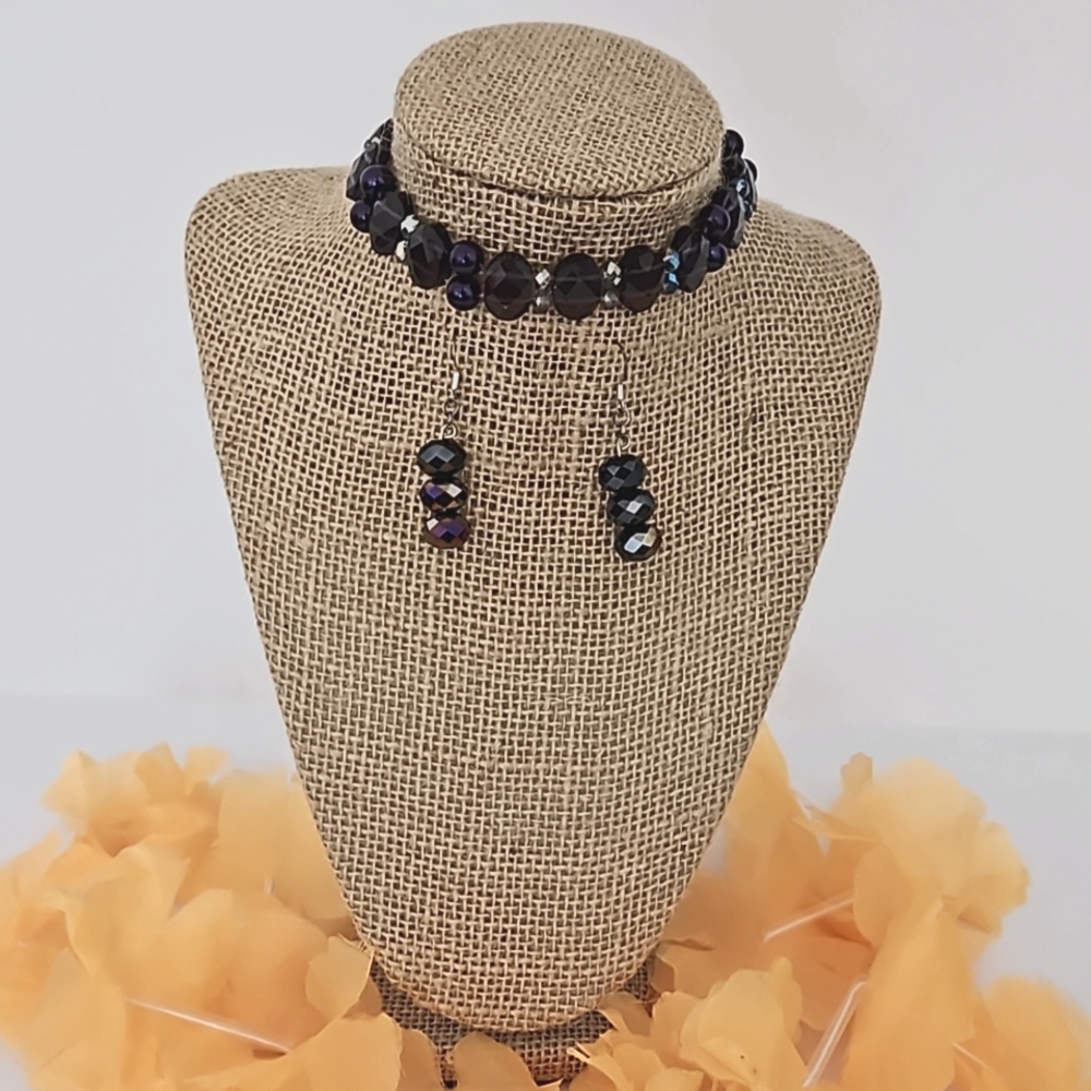 Faceted Crystal Beaded Choker Necklace